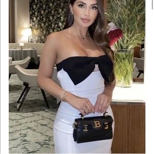 ZARA black and white bow dress